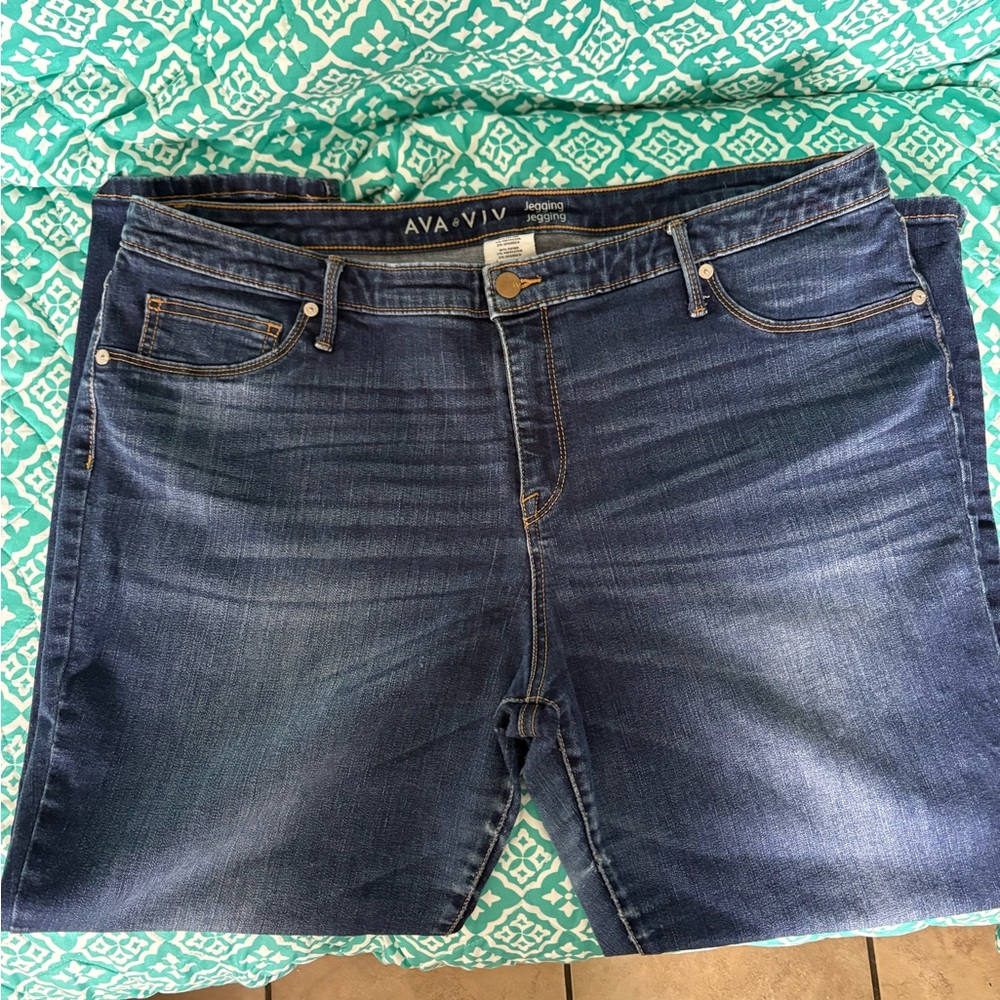 Ava & Viv Women's Blue Denim Jeans - Picture 2 of 6